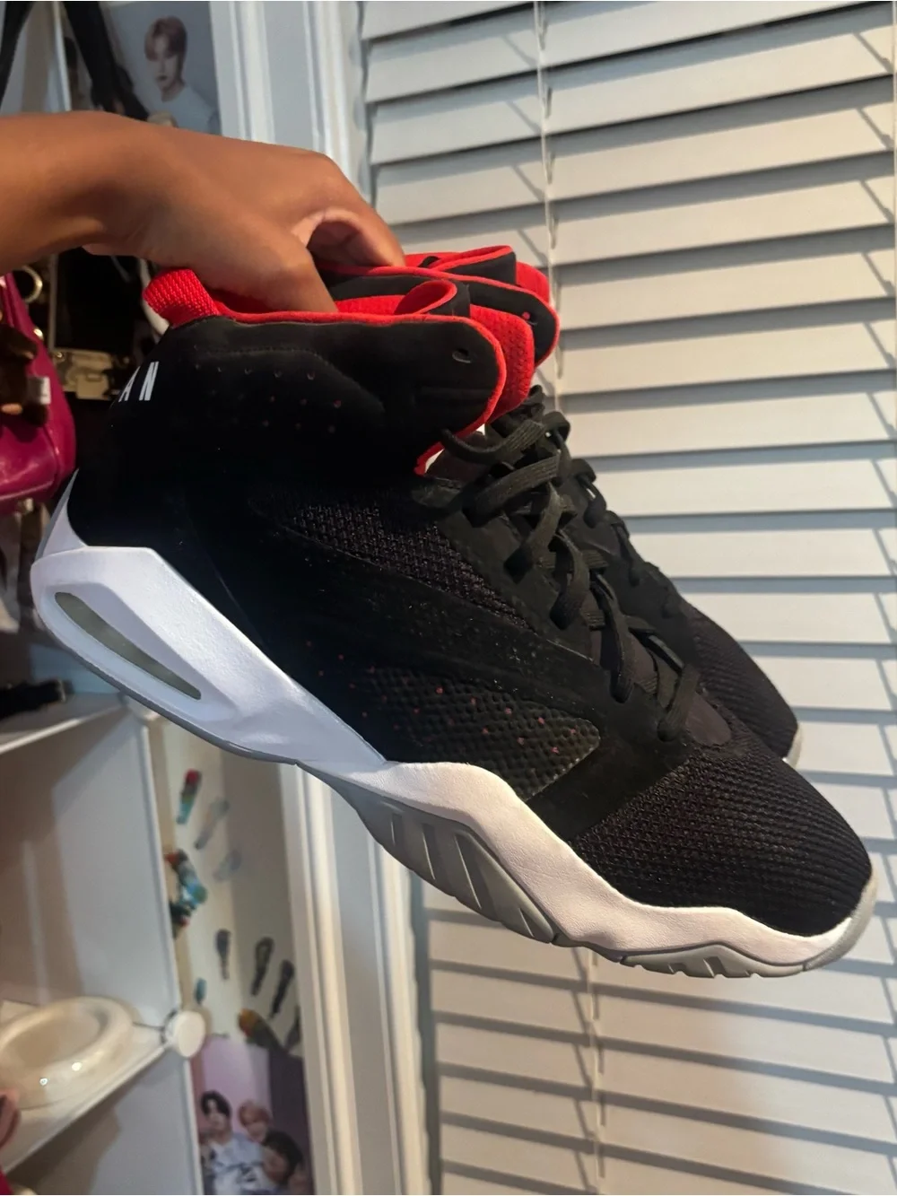 Nike Air Jordan Men's Black/Red Mid-Top Sneakers